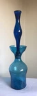 VINTAGE BLENKO GLASS DECANTER 5922s NO STOPPER TURQUOISE CRACKLE WAYNE HUSTED