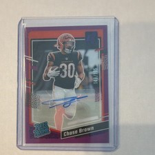 Panini 2023 Clearly Donruss Chase Brown #55 Purple Autograph Rookie /75 Bengals