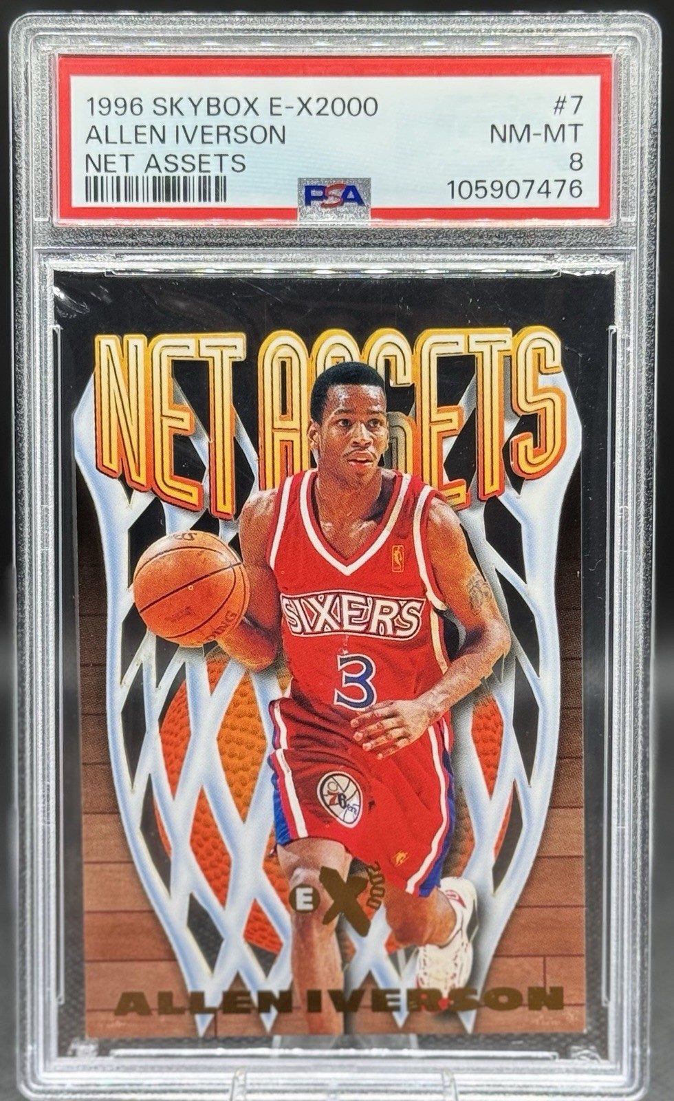 1996-97 Skybox E-X2000 Net Assets Allen Iverson #7 Rookie RC HOF PSA 8