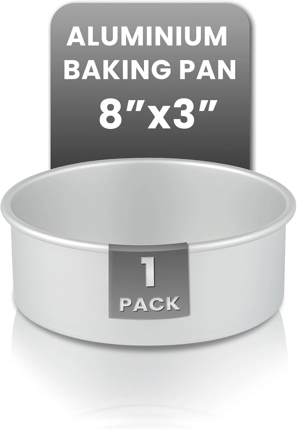 -Met Lux 8 x 3 Inch Straight-Sided Baking Tin 1 Round Cake Pan Oven-Ready