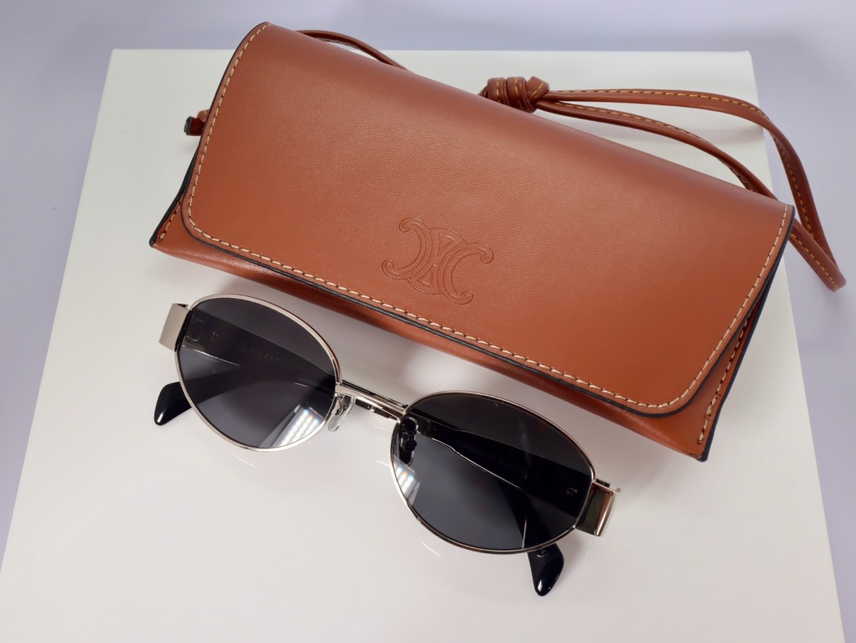 Celine CL40235U 16A 54mm Round Silver Sunglasses with Gray Lens | eBay