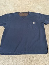 Carhartt Scrub Top Size 2X Navy Blue V-Neck Pocket