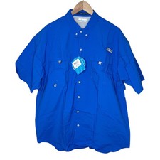 Columbia PFG Bahama II Short Sleeve Shirt Mens XL Outdoor Fishing UPF 50 Blue