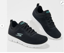 Skechers GOwalk Classic EZ Fit Mesh Bungee Sneakers Pizazz Black SIZE 8 WOMENS