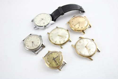 Mens Vintage Mechanical Watch Heads Ingersoll Timex UNTESTED x 6