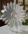 VTG Federal Glass Celestial Iridescent Carnival Glass Bowl Scalloped Edge 11 1/4