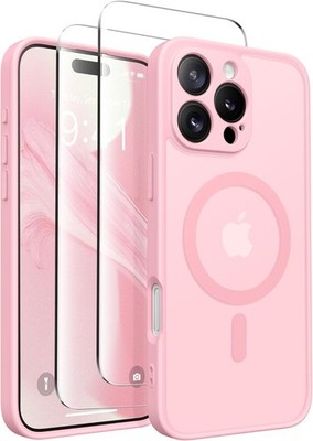 Magnetic iPhone 16 Pro Max Case, Upgraded Full Camera Protection, Peach Pink Cov