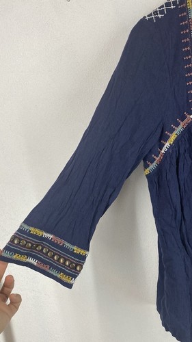 Lucky Brand Blue Bohemian Embroidered Smock Medium - Bild 5 von 8