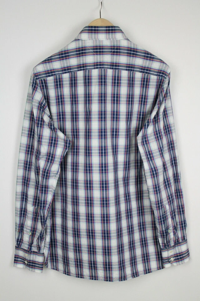 TOMMY HILFIGER | Mens Blue White Multi Casual Plaid Western Check Shirt | Medium Foto 3 de 4