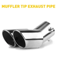 Car Rear Dual Pipe Exhaust Tail Tip Muffler Auto Accessories Replace Kit Silver