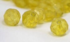 29 PALE YELLOW Vintage Lucite Plastic Beads, Faceted Hexagons, 0.37"  9.6mm