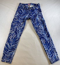 NWT LILLY PULITZER South Ocean Skinny Crop Blue White Print Pants, Size 2