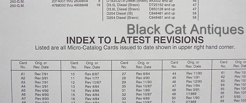 Original Mercruiser Model Index - Micro-Card Parts System CHART January 1994 - Image 2 of 2