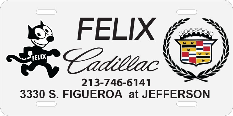 Felix the Cat Cadillac License Aluminum Plate Insert Lowrider
