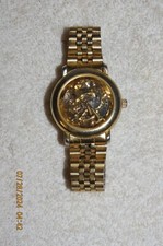 RARE NETEC VINTAGE SKELTON MECHANICAL GOLD Tone Watch...May need work! PLS Read