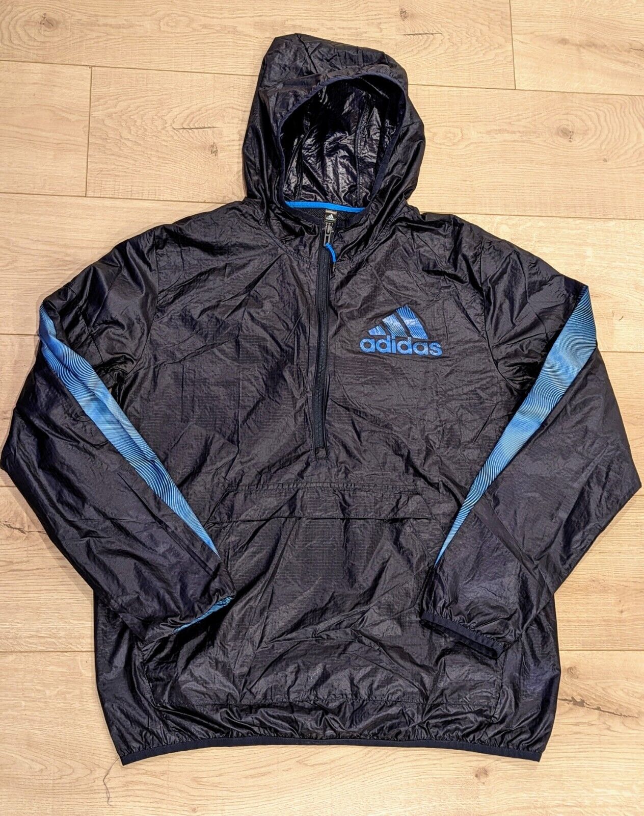 LN Mens Adidas Windbreaker Jacket Season WB Blue Black HD4335 Size Medium |  eBay