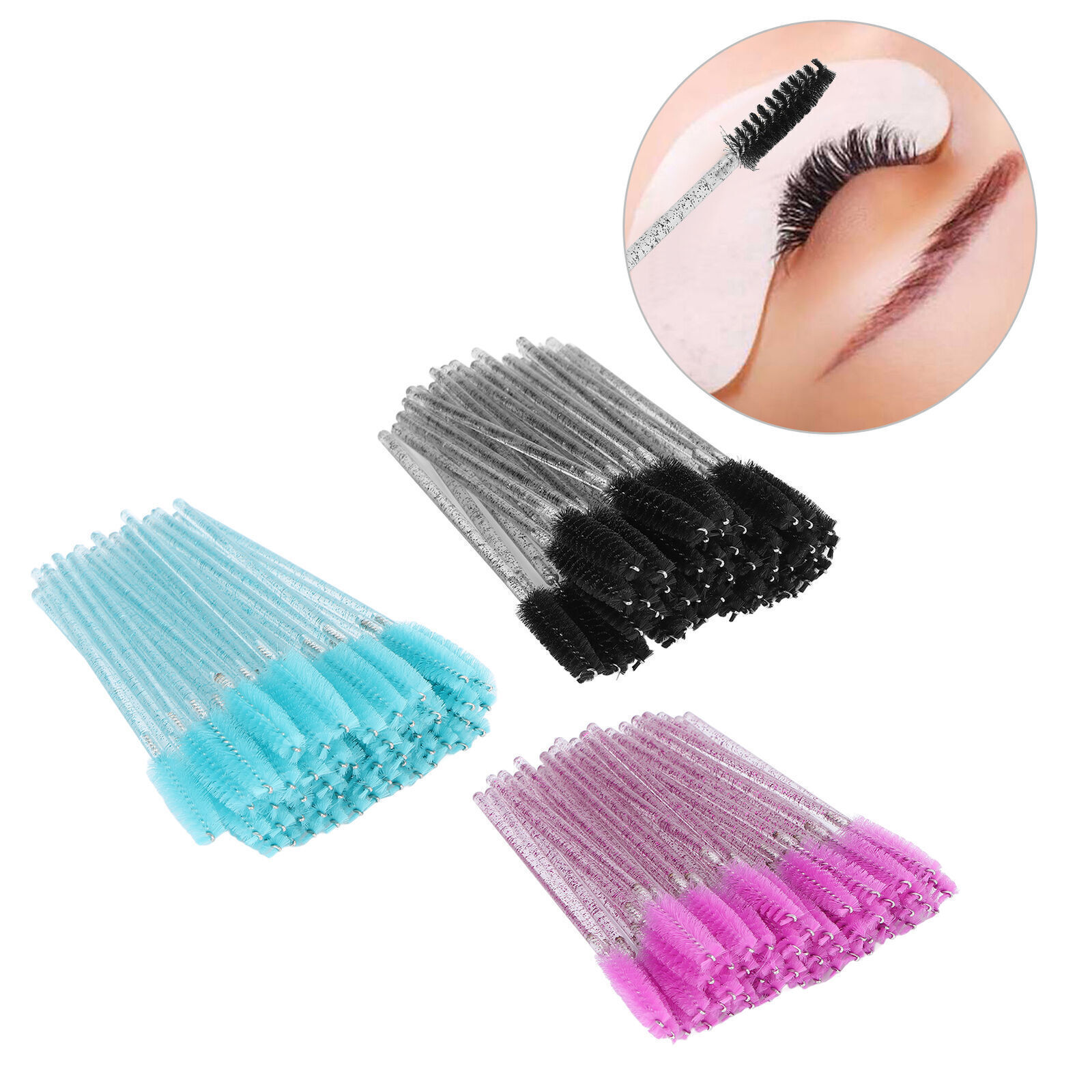 50pcs Disposable Mascara Wands Portable Eyelash Brush Applicators for Makeup