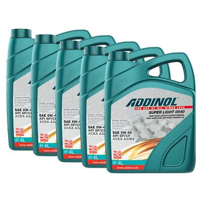 Motoröl Motor Öl ADDINOL 5W-40 Super Light 0540 5 X 4 Liter für VW Passat Polo