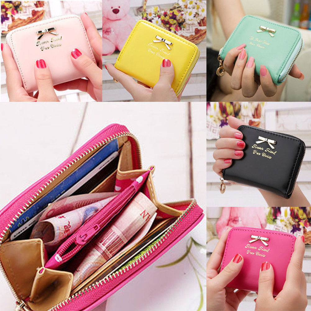Small Wallet for Women Zipper Leather Mini Purse Credit Card