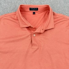 Peter Millar Crown Crafted Shirt Men's XL Orange Treble Clef Print S/S Golf Polo