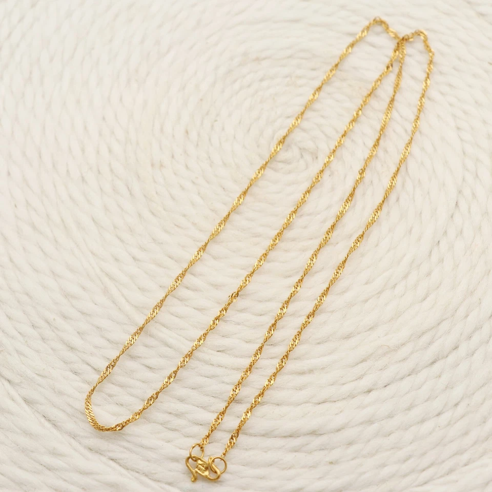 Collar de cadena de oro de 22k cadena trenzada cubana unisex joyería fina Foto 3 de 4