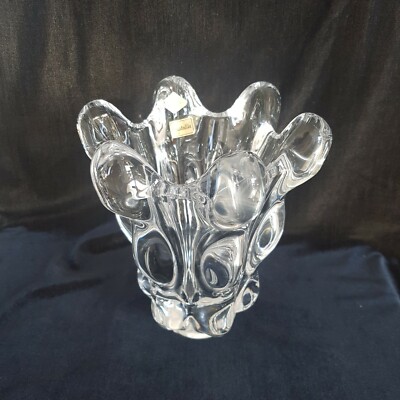  Crystal Vase ART VANNES le Chatel Heavy Glass CASCADE France