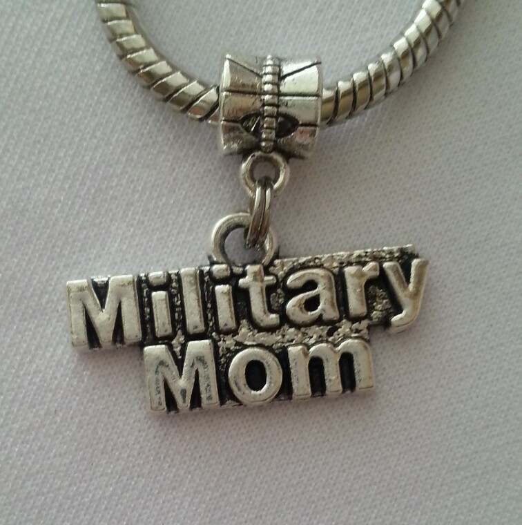 Military Mom USA Army Marine Dangle Charm Bead Silver for European