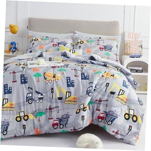 Bed in a Bag for Kids Boys Teens, 6 Pieces Size Comforter Bed Twin Excavator