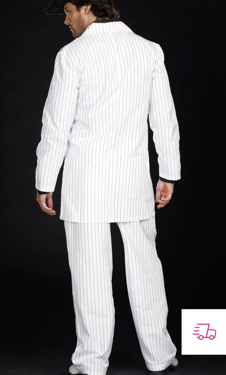 Dreamgirl Men's Zoot Suit Riot Adult Costume White Pinstripe