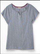 Image of Women's White Stuff Blue Jacquard Jersey Short Sleeve Tee T-Shirt - Size 10