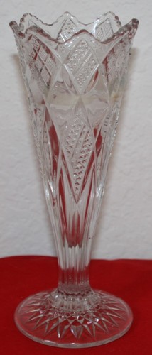 Early American Pattern Glass Clear Pedestal Trumpet Shape Vase EAPG - Picture 1 of 7