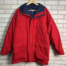 Woolrich Vintage Mountain Parka Jacket Mens Size LARGE TALL Red Rain Hiking Coat