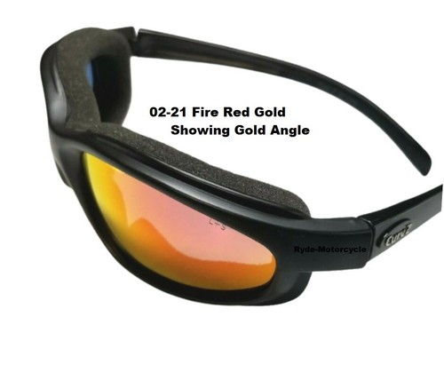 CurvZ 02-21 Fire Red-Gold Mirror Motorcycle Sunglass - Gripper Protective Case - Afbeelding 5 van 18