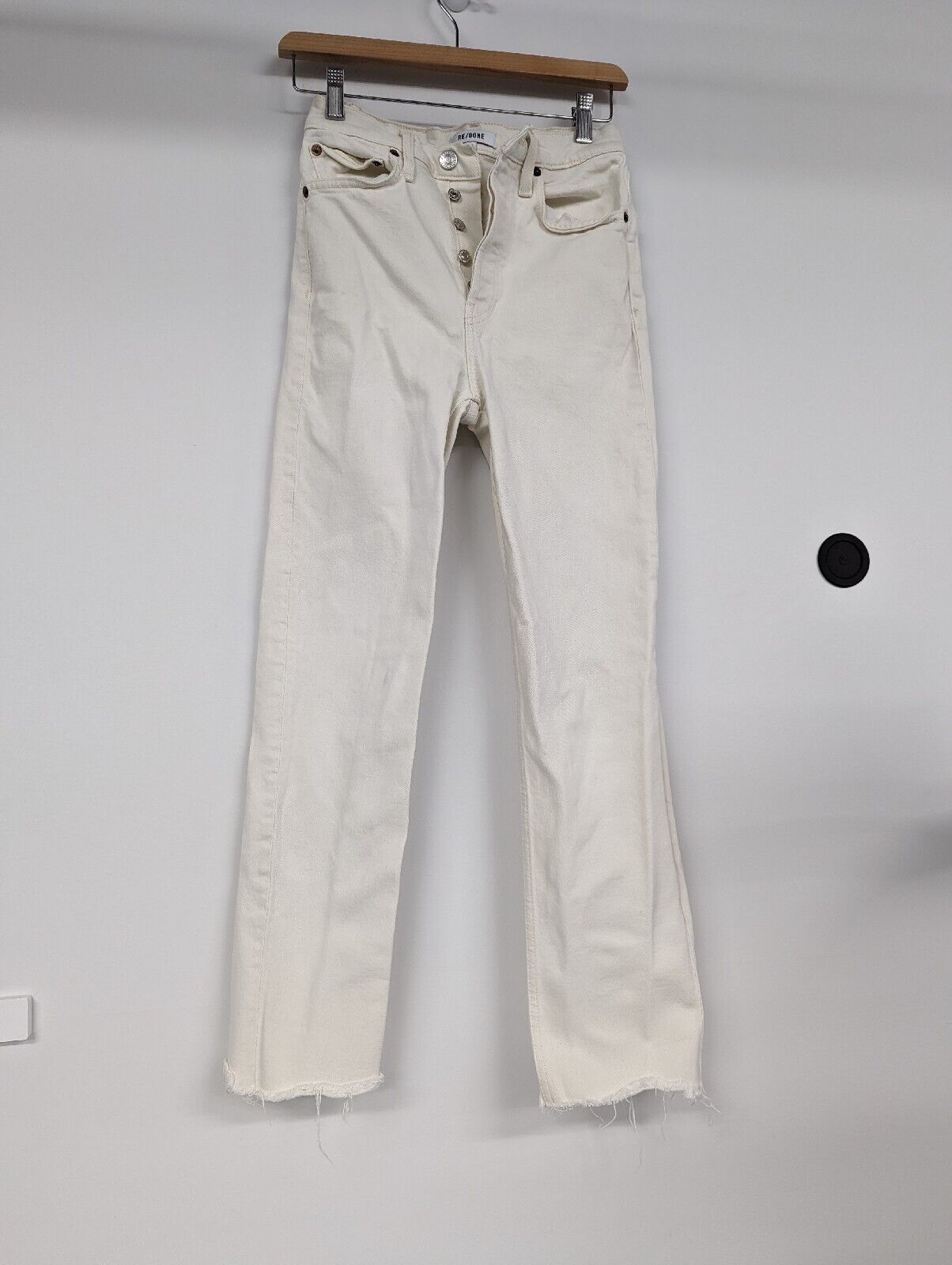 Re/done 70s Stove Pipe White Denim Jeans Straight… - image 1