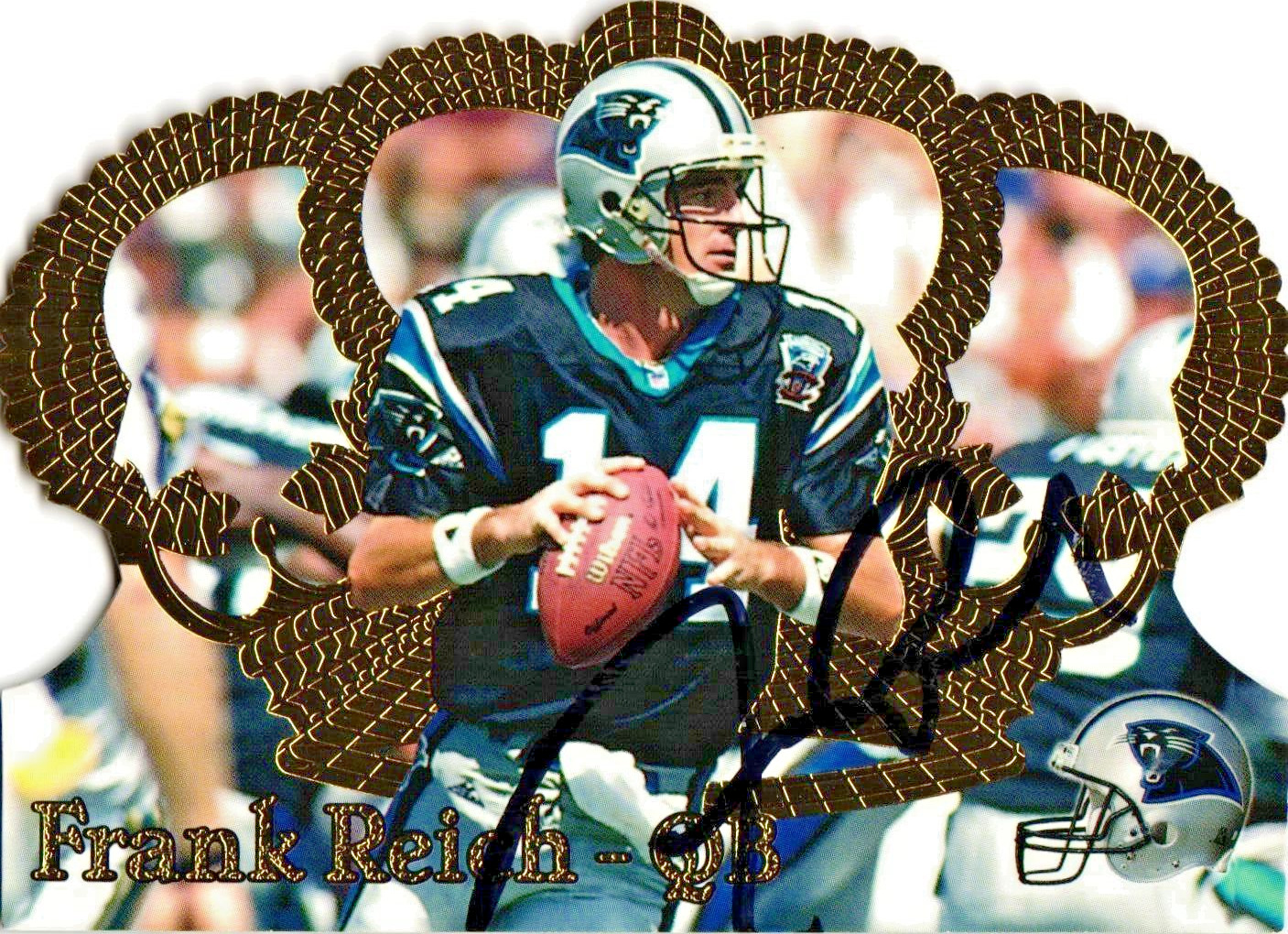Frank Reich #10 Signed 1995 Pacific Crown Royale NFL Football Card Panthers AUTO
