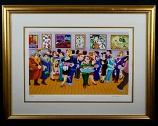 Vintage Framed Yuval Mahler Signed Limited Edition Serigraph "Opening Day"