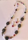 Handmade Multi Color Decorative Black Beaded Necklace and Earrings