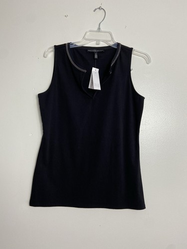 White House Black Market Tanktop Damen Medium schwarz Perlen neu mit Etikett