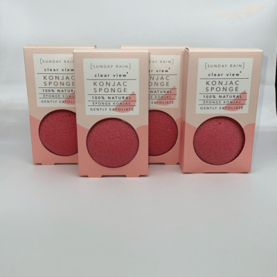 Konjac Sponges Exfoliate Natural Gently Face Lot 4 Sunday Rain Body New Sealed