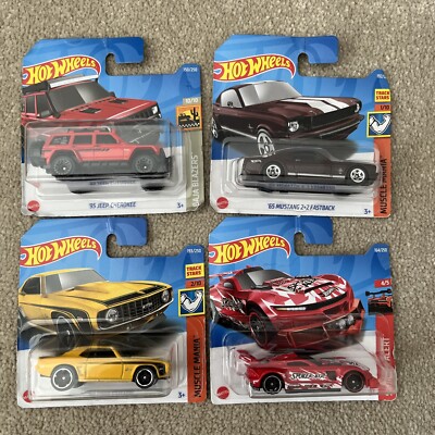 hot wheels - 95 Jeep, 65 Mustang, 69 Camero, Track Ripper
