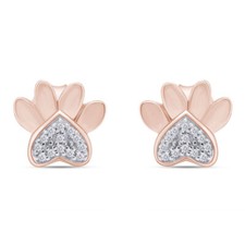 Dog Paw Print Earrings Round Cut Simulated Diamond 14K Rose Gold Plated