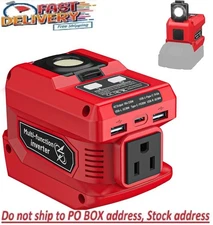 220W Power Inverter for Milwaukee 18V Battery, DC 18V to AC 110V Battery Inverte
