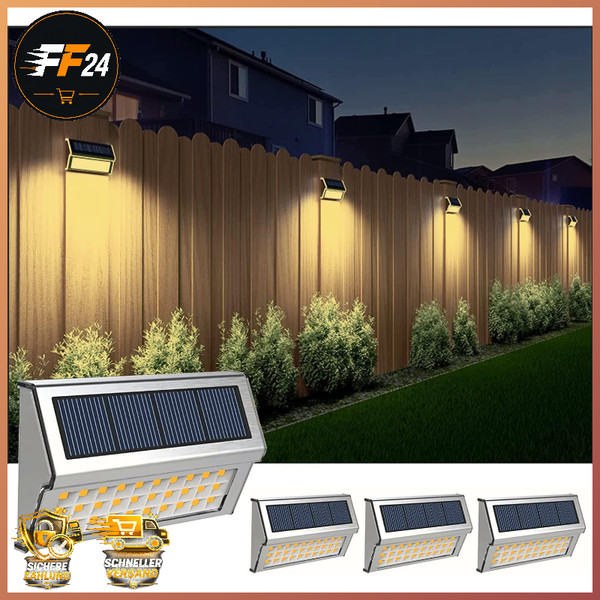 Solarlampen AußEn 4 StüCk Edelstahl Wandleuchte Warmweiß 30LED Garten Terrasse-image