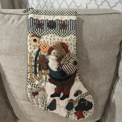 Handmade Country Cottage Core Santa 3D Christmas Stocking Rustic 18''