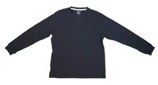 American Eagle Long Sleeve Navy Heather Waffle Knit Shirt Supersoft Mens M
