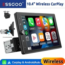 1 DIN 10.4" Rotatable Head Unit Wireless Apple Carplay Car Stereo Bluetooth +CAM
