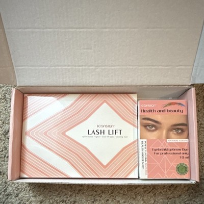 ICONSIGN Lash Lift & Eyelash Tint Kit Pink White w/ Comb Gloves Instructions