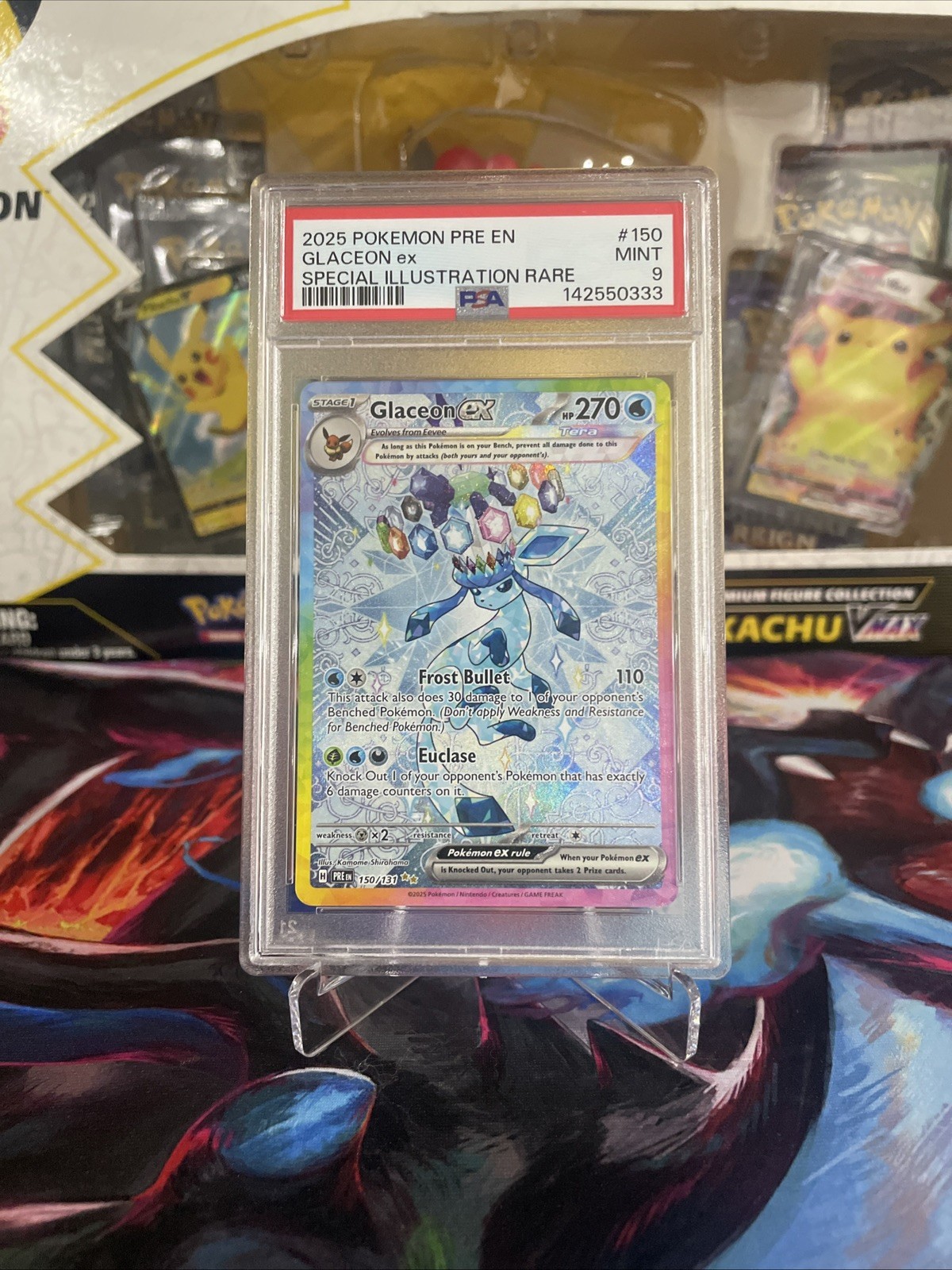 Glaceon ex 150/131 Prismatic Evolutions Special Illustration Rare SIR Holo PSA 9