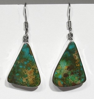 Big Vintage Signed Yellowhorse Navajo 925 Silver GEM Royston Turquoise Earrings