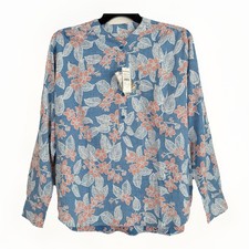 NUEVA Blusa Reyn Spooner Nupolupolu XXL Azul Náutica Floral Costera Ropa de Resort